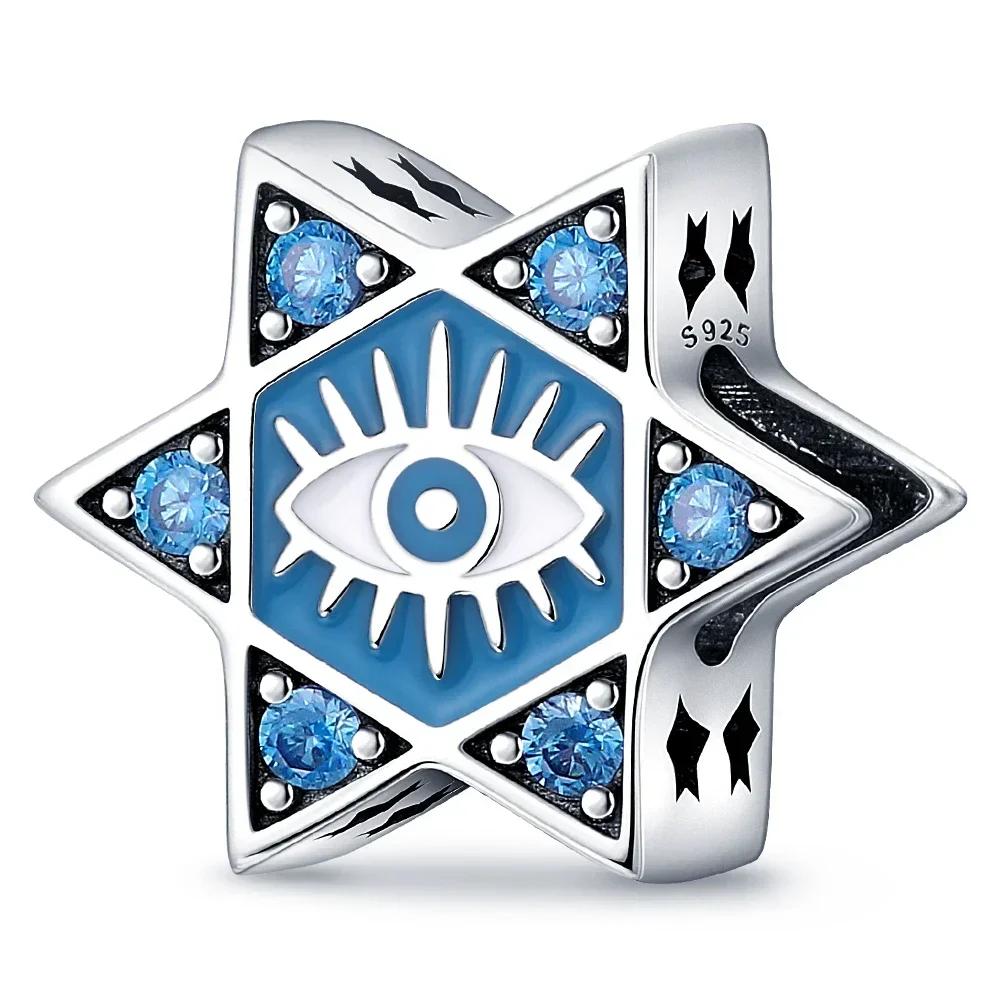 925 Silver Color Evil Eye Charm Demon Eye Bead For Original Bracelet&Bangle DIY Making Fashion Jewelry Gift
