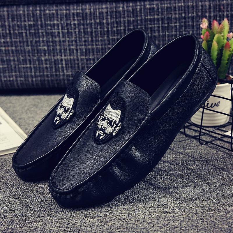 Doudou shoes men's spring and summer 2025 new one-pedal driving casual leather shoes British style lazy breathable loafers