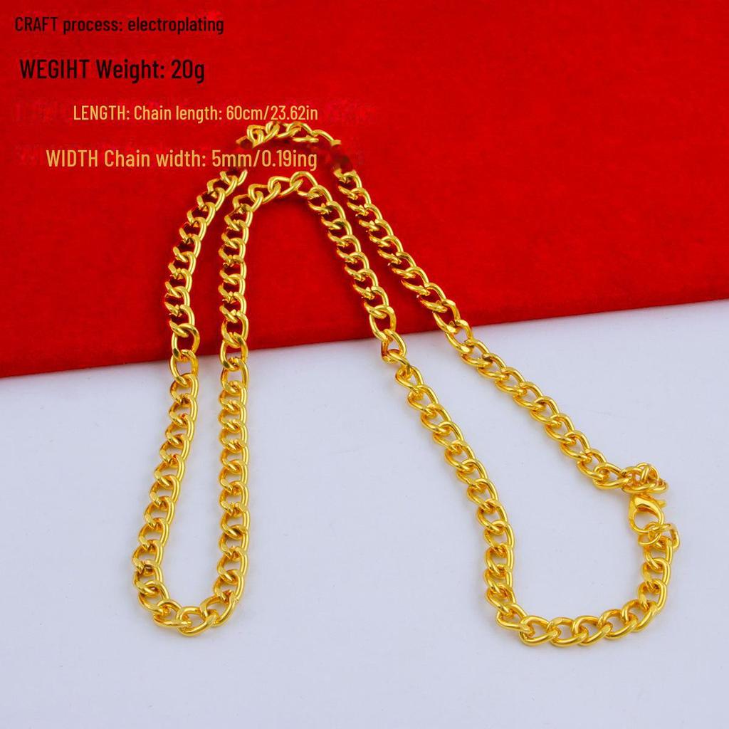 Men's Alloy Gold-Tone Necklace – Bold, Durable, Street Style Accessory
