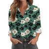 Women's Shirt With Floral Print Buttons, Long Sleeved Casual Regular Shirt Collar Top