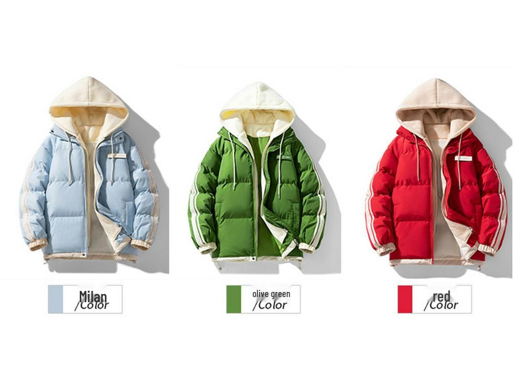 Sportliche Unisex zweiteilige Daunenjacke: Dicker, warmer Baumwollmantel mit Kapuze für Herbst/Winter