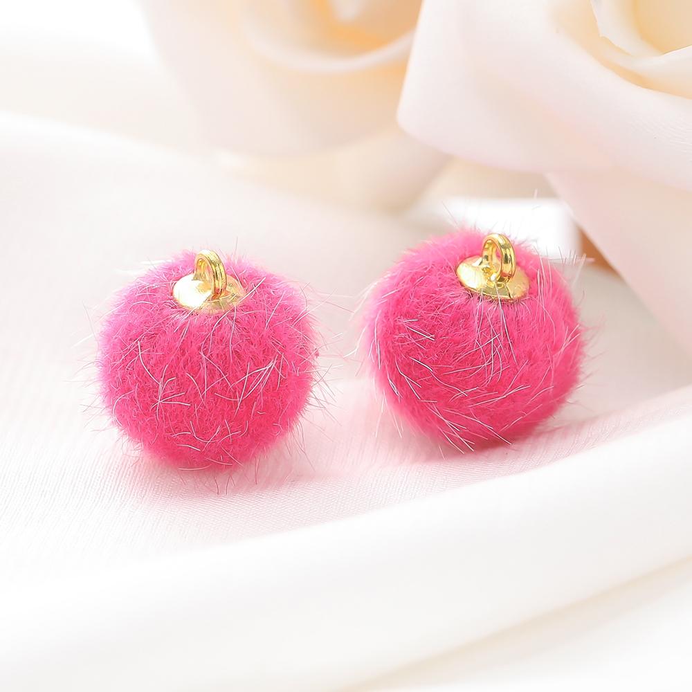 10pcs Plush Fur Covered Ball Beads Charms Pompom Beads Pendant for DIY Necklace Earring Bracelet Pendant Jewelry Making Supplies