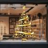 Golden Christmas Tree Window Clings Stickers for Glass,Large DIY Static Wall Window Door Mural Showcase Decal Sticker