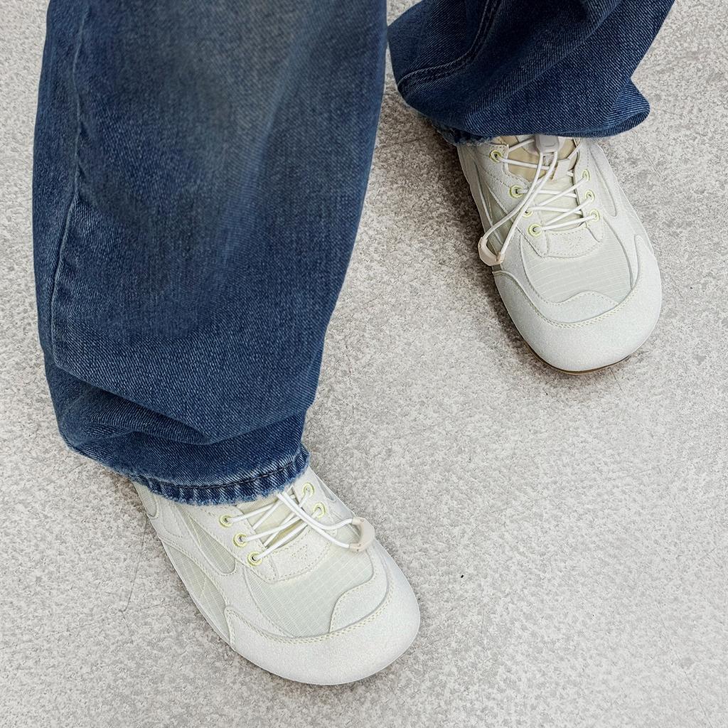 Crooked head drawstring retro moral training shoes casual shoes sports shoes breathable ugly cute little white shoes