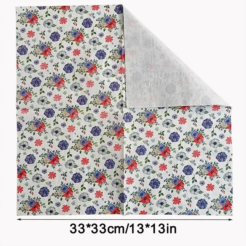 20Pcs Floral Printed Napkins, Disposable 2 Layer Paper Napkins for Party Hotel Dinner Table DIY Decor