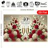 2D Flach Gedruckter 40. Jubiläum Hintergrund, Elegantes Rubinhochzeit Foto Banner mit Rosen & Blasen