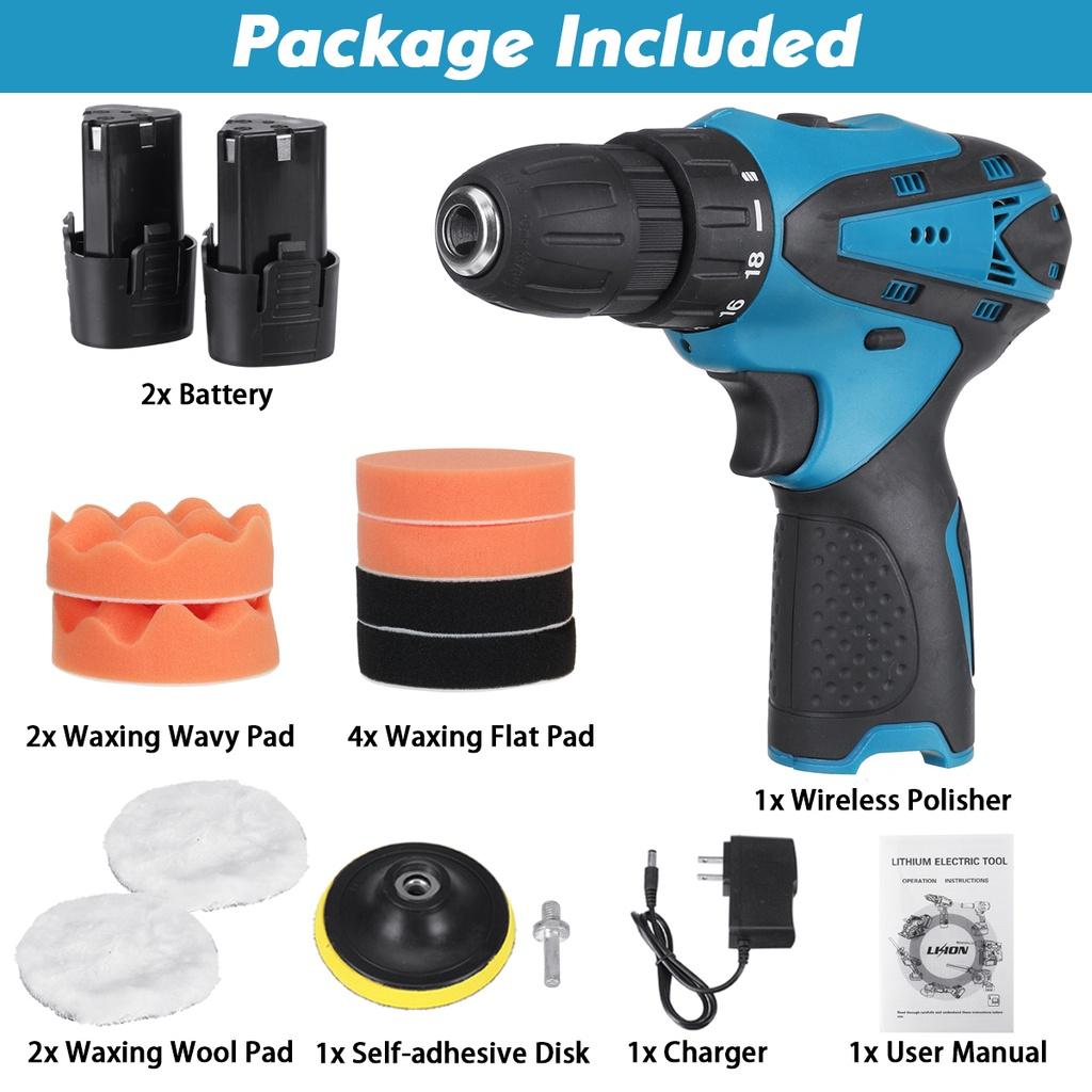 

Электрическая аккумуляторная полировальная машина 2 в 1 и электрическая дрель, перезаряжаемый очиститель, полировальная машина для вощения, полировки, воскования автомобиля, дома 2*Batteries