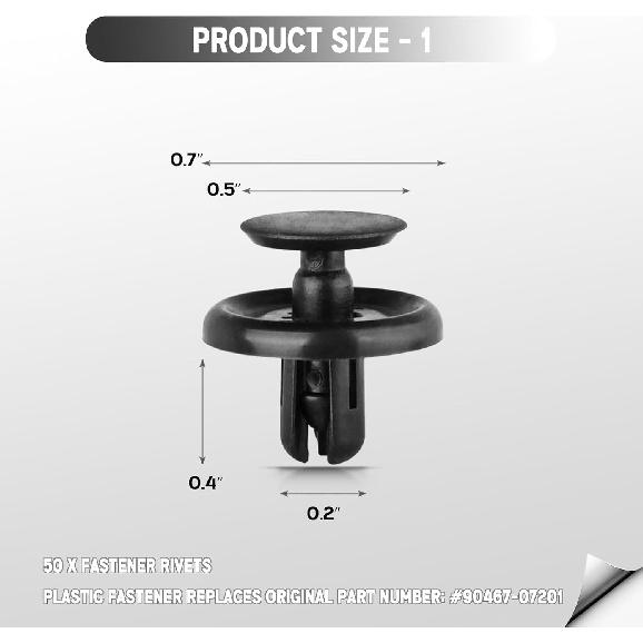 Xislet 101 PCS Engine Under Cover Fender Push Pin Rivets 90467-07201 Compatible With Toyota & Lexus Camry Corolla Plastic Fastener Retainer Clips