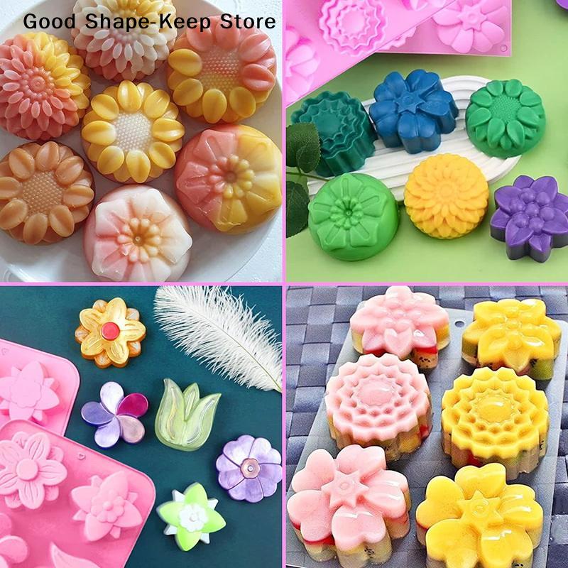 DIY Handmade Fondant Cake Baking Chocolate Sugar Cake Tool 6 Cavity Flowers Silicone Mold Resin Polymer Clay Making Mould