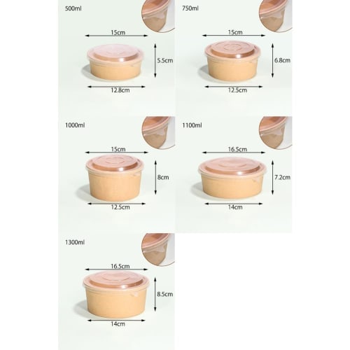 Disposable Bento Boxes, Paper Bowls, Disposable Bento Boxes, Paper Plates, Kraft Paper Bowls, Food-Grade, Eco-Friendly, Degradable Round Microwaveable