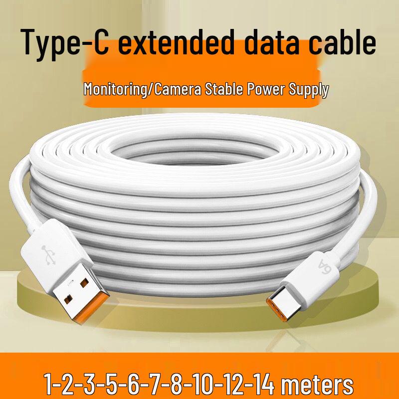 Extra Long Type-C Charging Cable: 3m, 5m, 10m, 14m Extension for Gimbal Camera Monitoring.