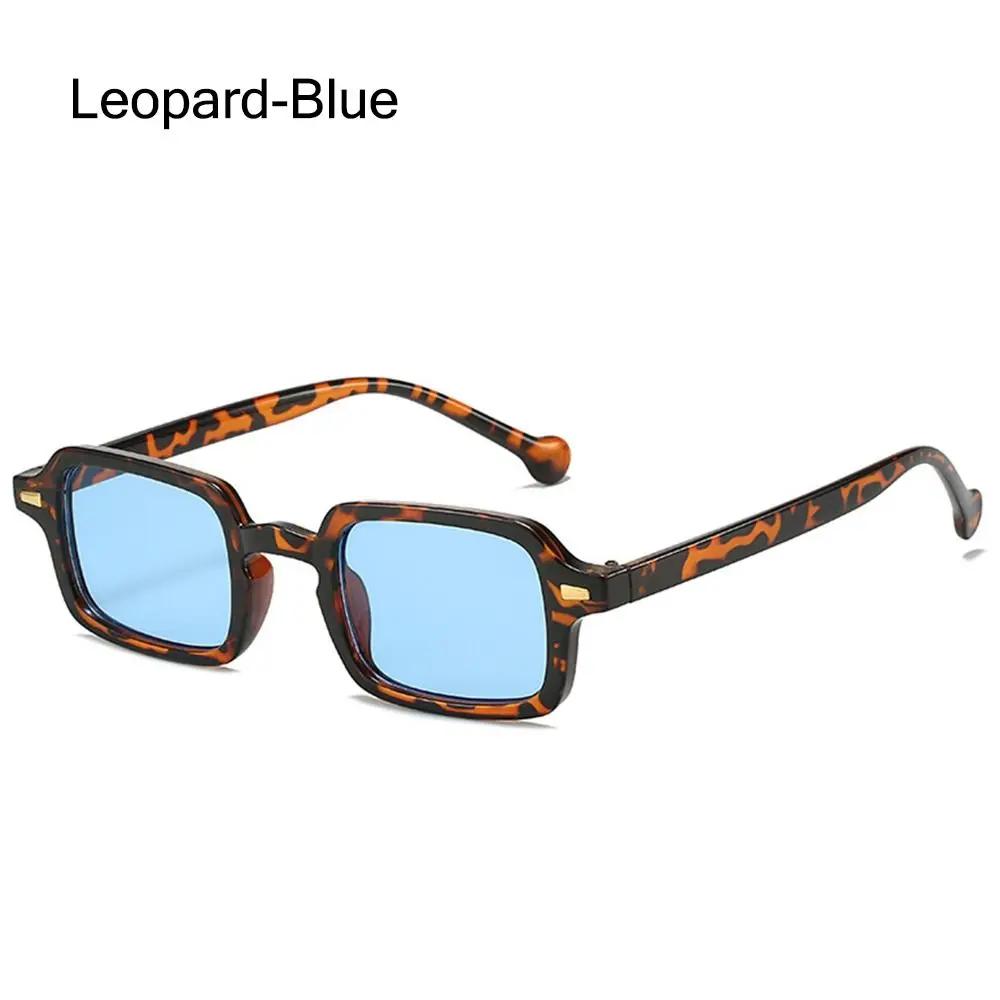 Fashion Square Sunglasses Women Anti-glare Retro Rivets Decoration Gradient Shades UV400 Men Leopard Blue Sports Sunglasses
