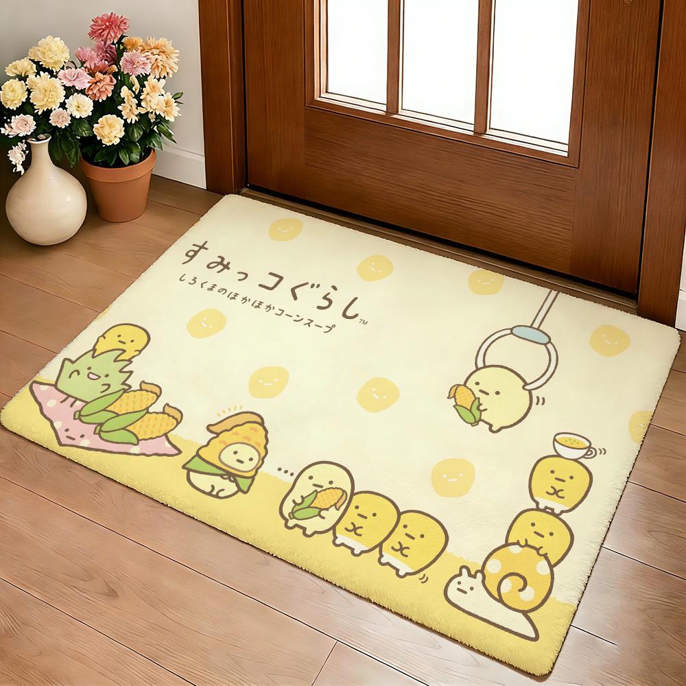 Kwaii Anime S-Sumikko Gurashi Floor Mat Cozy Flannel Soft Thick Non-Slip Mat For Living Room Bedroom Kitchen Decor Rugs