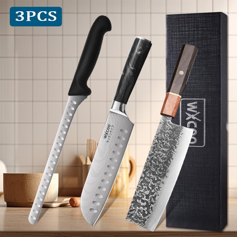 WXCOO Hand Forged Kitchen Knife Multifunctional Ham Slicing Knife Versatile Knife Meat Fruit Cutting for Cooking Household