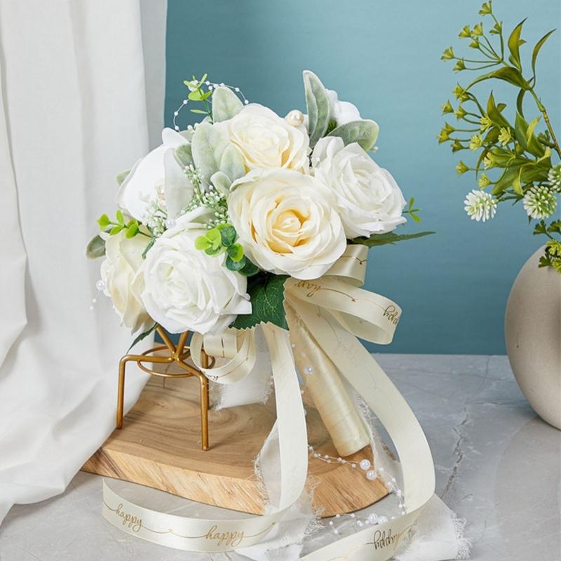 Bridal Bouquets for Wedding, Simulation Rose Bride Wedding Bouquet Wedding Decorations for Ceremony, Anniversary