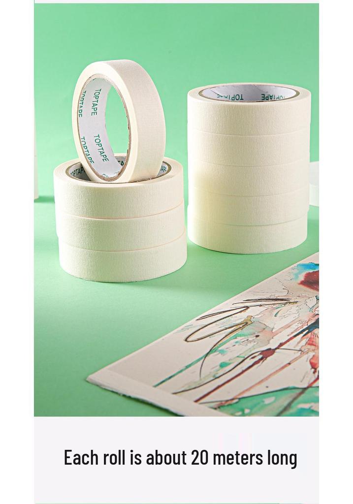 White High-Adhesion Washi Art Tape: Hand-Tearable, Water-Based Masking Tape for Student Drawings