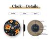Vibrant Orange Flowers on Black Round Wall Clock, Floral Decorative Timepiece for Modern Interiors
