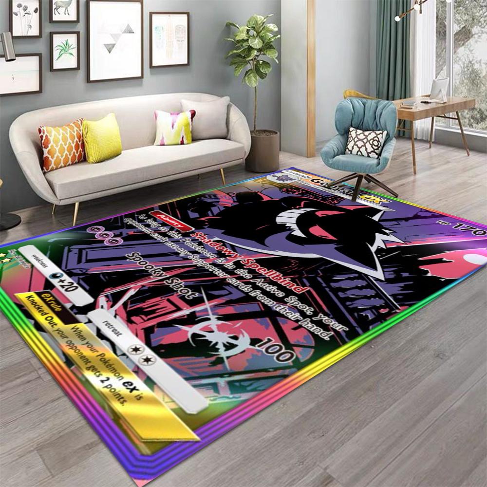 Pokemon Card Pikachu Charizard Print Playful Rug Vibrant Gaming Mat for Living Room Bedroom Sofa Area Home Decor Doormat