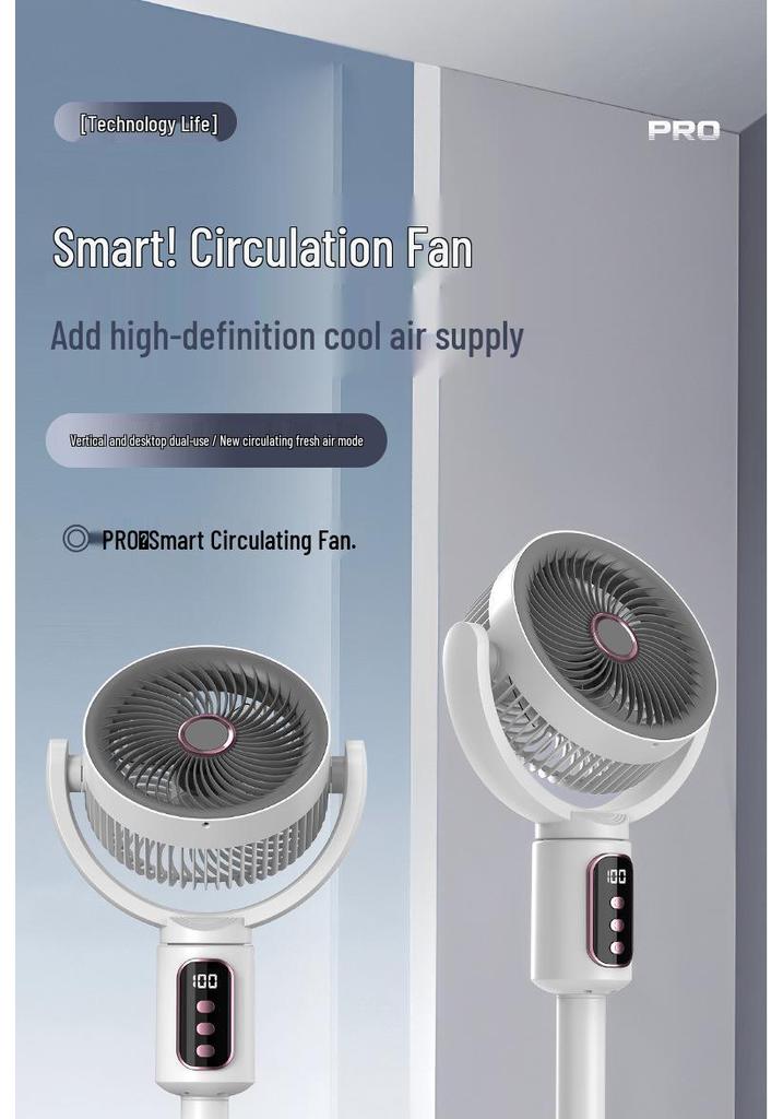 Smart Retractable Oscillating Air Circulator Fan for Floor & Table Use