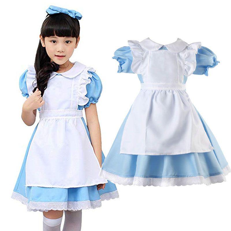 Wonderland Alice In Costume Halloween Maid Kids Lolita Fancy Cosplay Dress