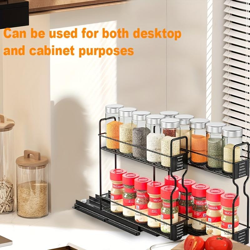2 suporturi pentru depozitarea condimentelor, lungime 10,51 inci, extensibile, suport de depozitare pentru bucătărie cu două straturi, potrivit pentru cutii de condimente