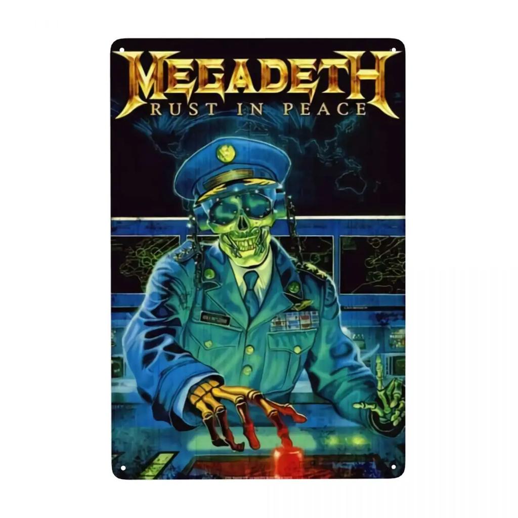 Megadeths Skull Metal Tin Sign Custom Retro Heavy Metal Band Plaque for Pub Cafe Yard Man Cave Bar Home Decor