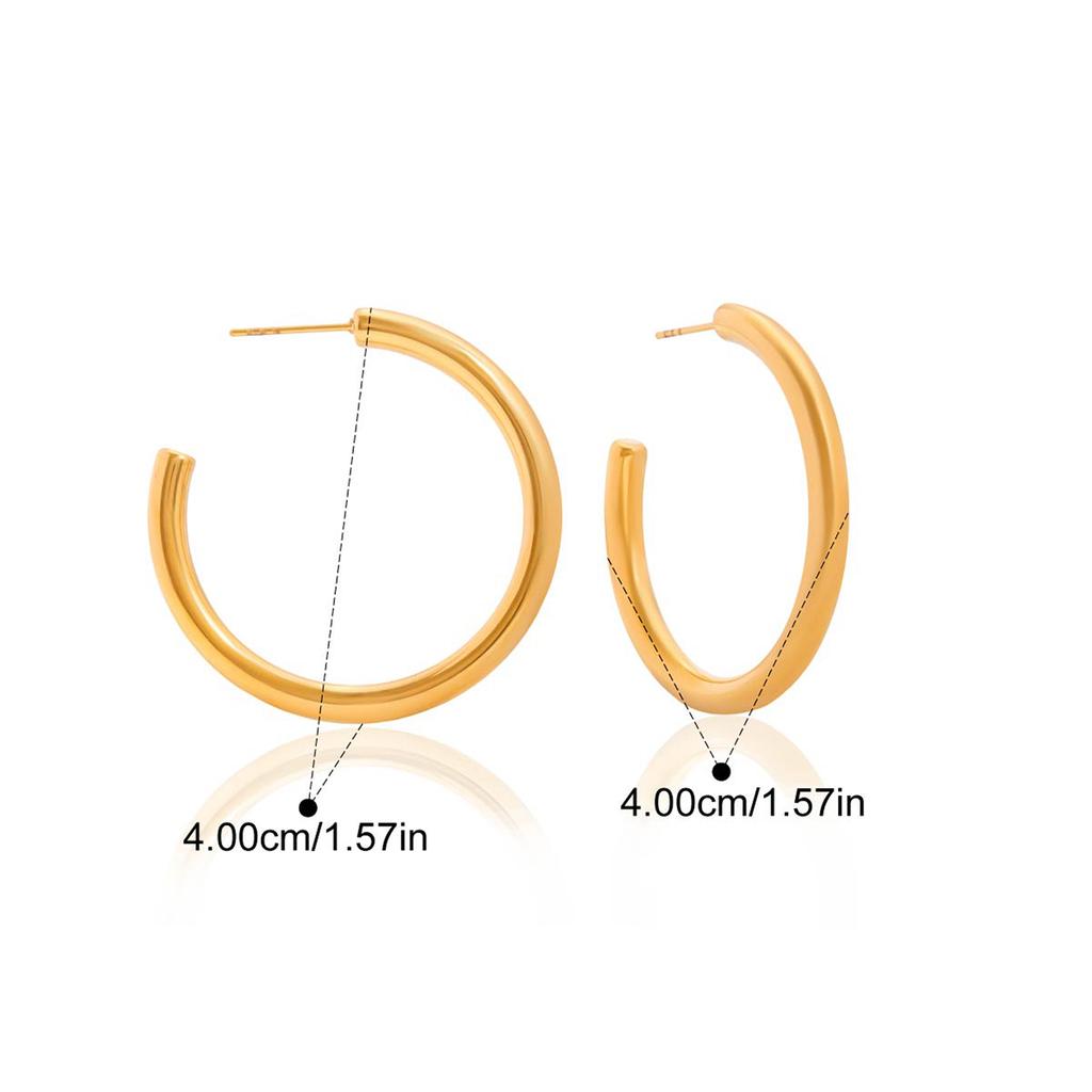 Yori Smooth C-ring Hollow Earrings Women Stainless Steel Fashion Versatile Charm Daily Jewelry Bijoux Waterproof