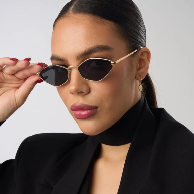 3pcs Fashion Polygon Small Frame Sunglasses Retro UV Protection Metal Frame Sun Glasses Personalized Brand Design