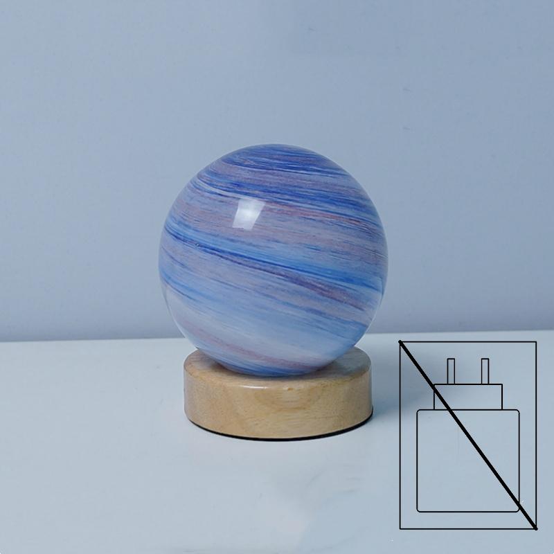 3D Glaslampe USB Planet Mini Nachtlicht mit Holzständer Geburtstags- Weihnachtsgeschenke