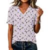Women's Casual Short Sleeve V-Neck T-Shirt with Halloween Print