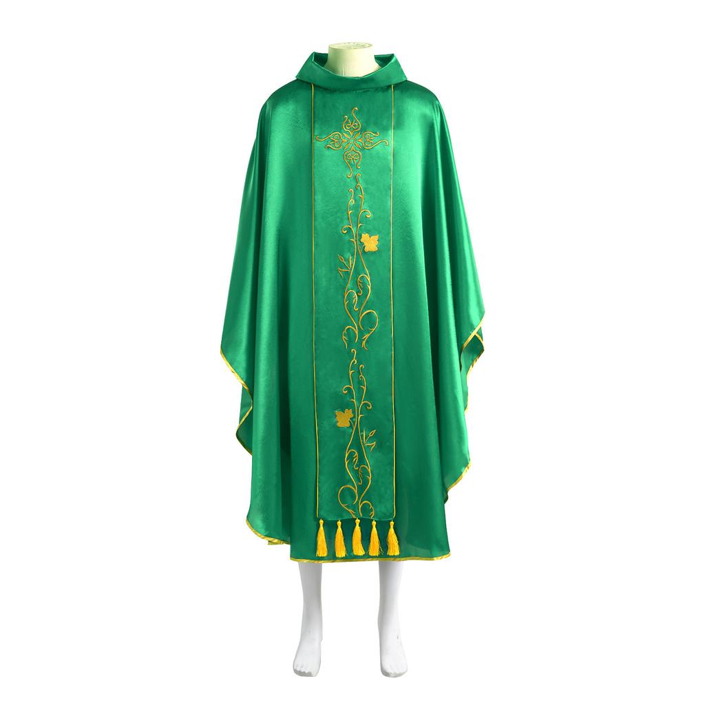 Medieval Priest Tassel Robe Renaissance Three-Color Cosplay Costume Halloween Party Role Play Long Gown