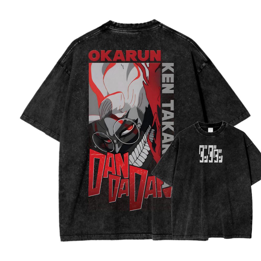 Dandadan Graphic Men Street Washed Oversized Y2k Hip Hop Harajuku Cotton T-shirt Short Sleeve Clothing Casual Loose High Quality Female Male Tee Shirt