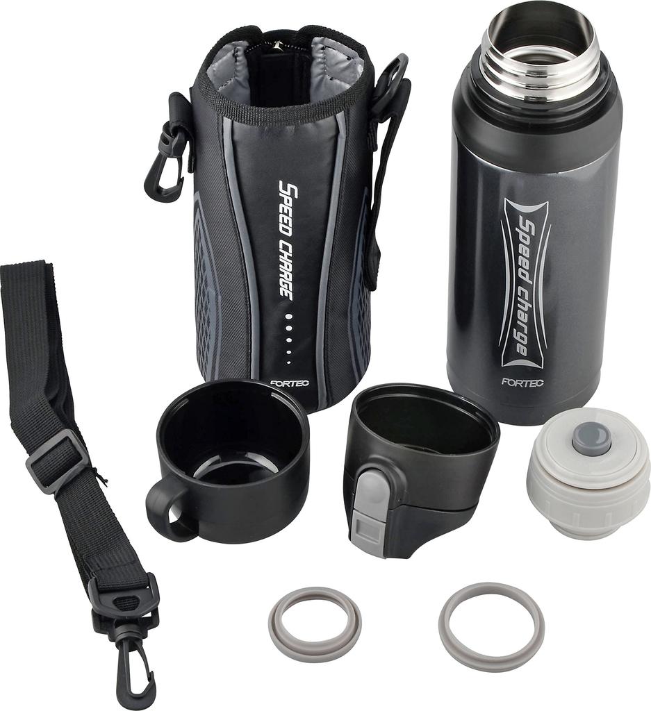 Wahei Freiz 800ml Black Vacuum Insulated Water Bottle with Direct for Elementary School Boys and with Cup, Drinking, 2-Way Bottle, Students, Girls,