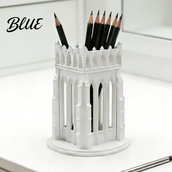 Unique Aesthetic Desk Organizer Gothic Pen Holder Cathedral Style Makeup Brush 3D Printed Vintage Pencil Cup Organizer Vanity Storage for