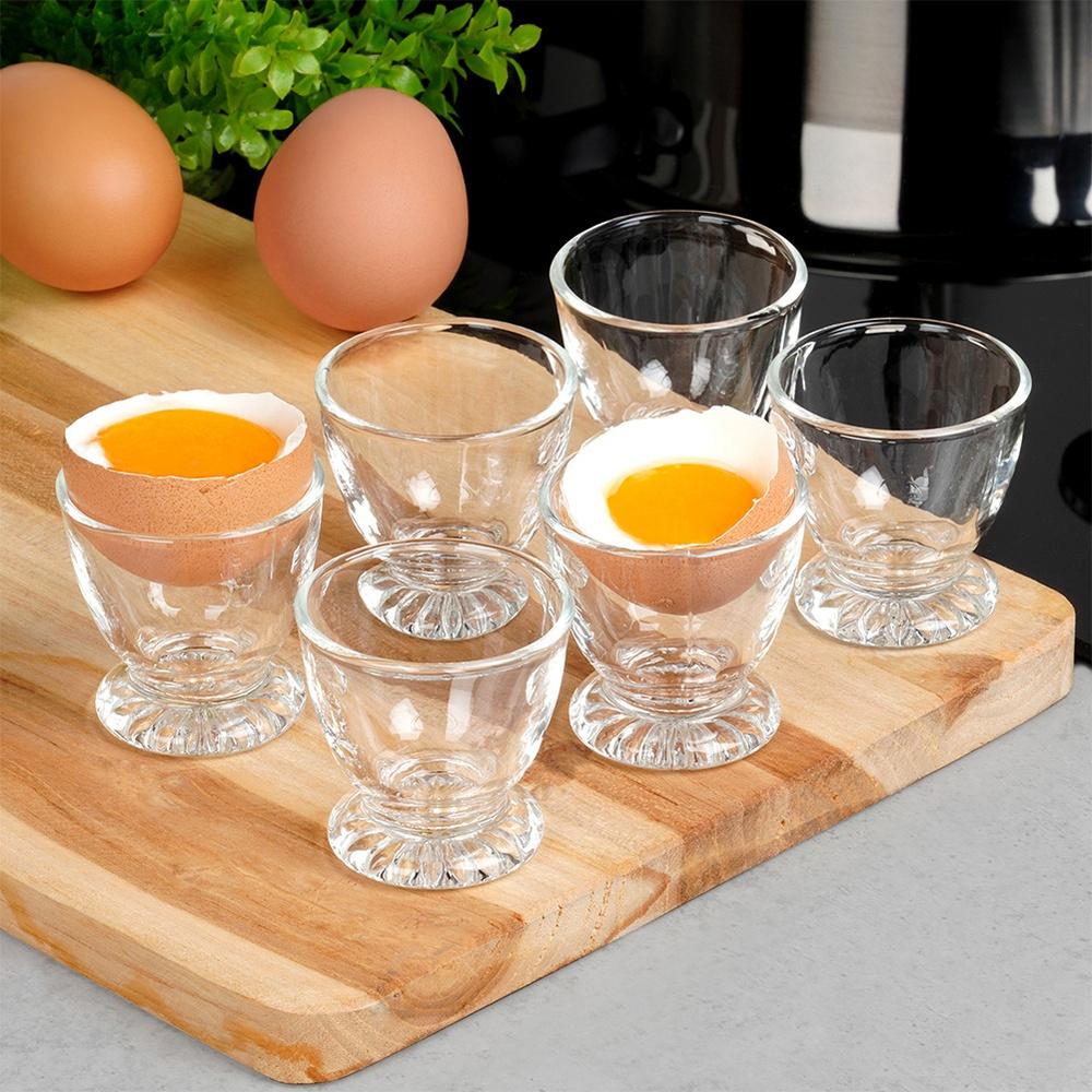 6x Glass Egg Cup Stand for Eggs Serving