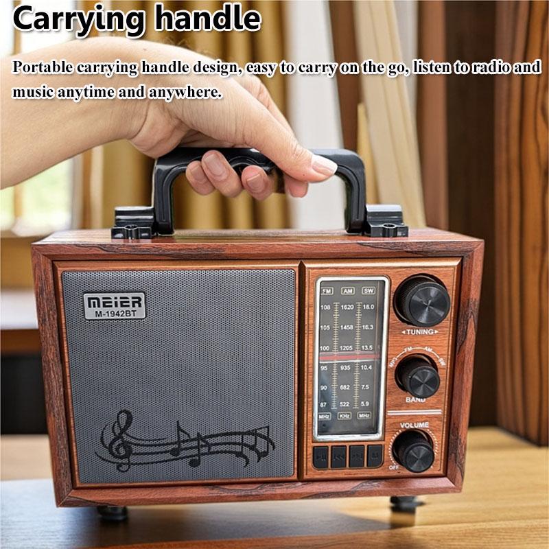 Portable Retro Nostalgic Radio Rechargeable Vintage FM AM SW Radios Powerful Bluetooth Speaker Support TF USB AUX AC/DC Power