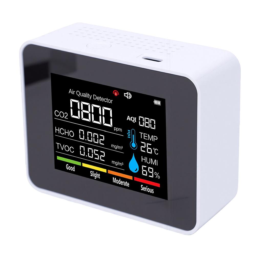 10-in-1 Luftqualitätsmonitor Erkennt CO2 HCHO TVOC PM25 PM10 Temperatur Luftfeuchtigkeit Hochpräzise Sensoren Farbdisplay Luft