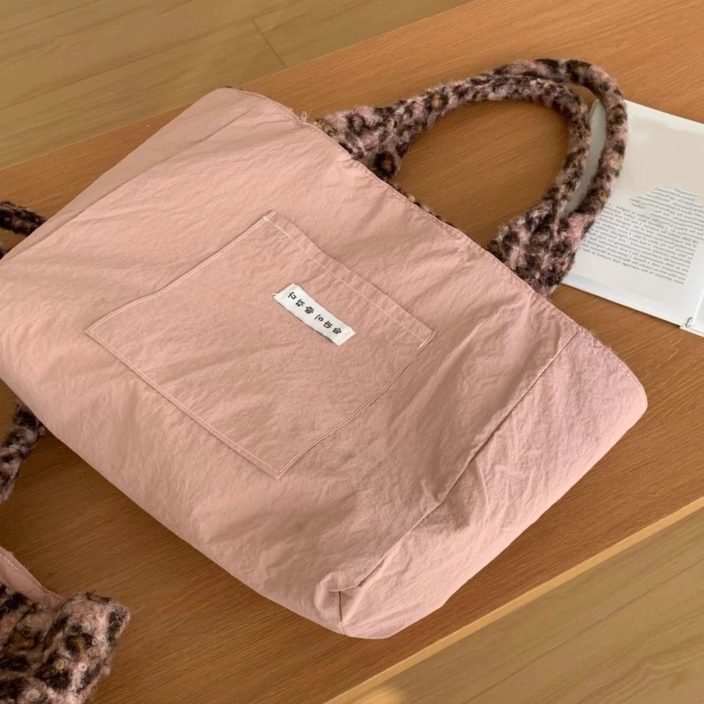 Leopard Print Leopard Plush Tote Bag Plush Storage Shoulder Bag Outdoor