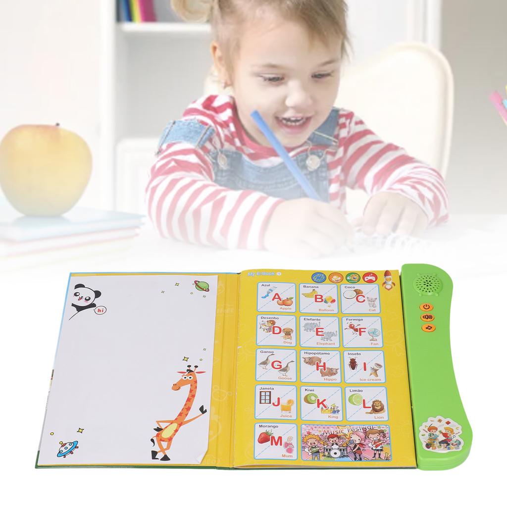 Portuguese English Sound Book for Bilingual Children Alphabet Numbers Animals Fruits Vegetables Educational Sound Reading Book