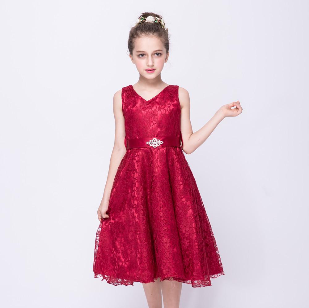 New Girls Party Prom Dress Children Lace Flower Children Girls Elegant Wedding Ceremony Birthday Dresses Teen Prom Dresses