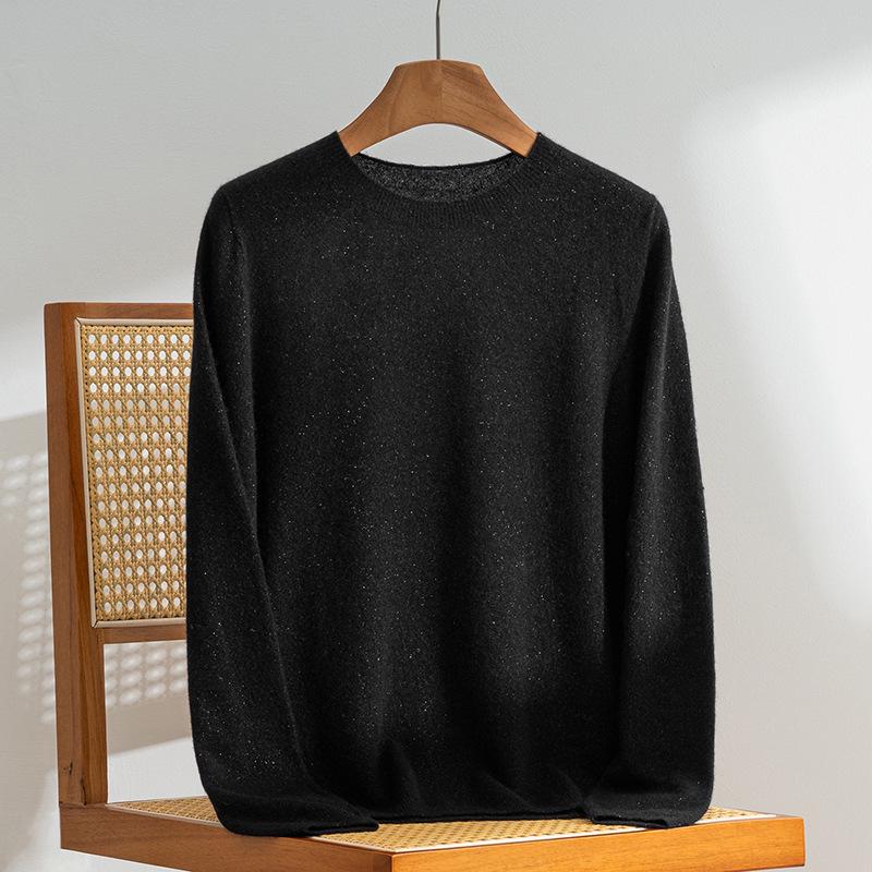 Women's 100% Cashmere Round Neck Loose Pullover Sweater, Long Sleeve, Solid Color Knitwear for Autumn/Winter