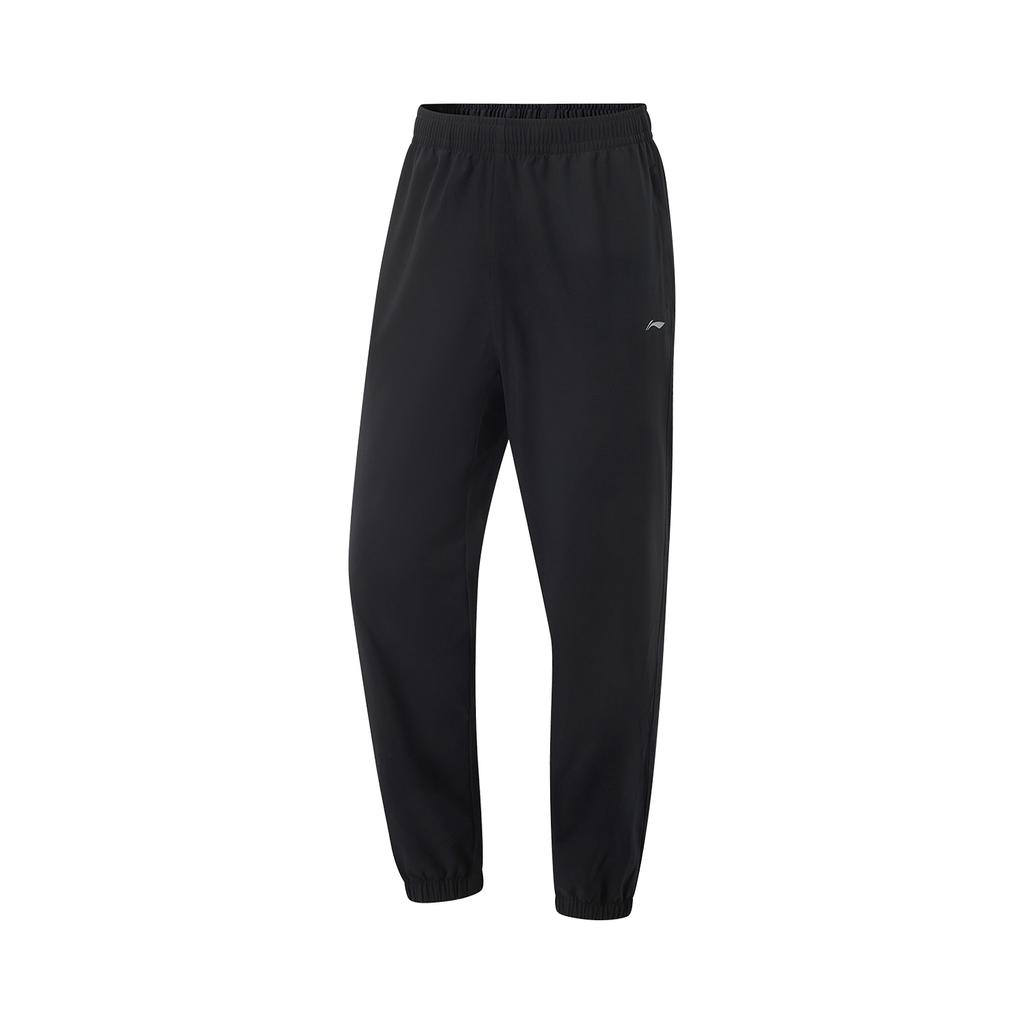 Li-Ning Casual Simple Solid Color Comfortable Elastic Cuffed Knit Sports Pants Men Bottoms Black AYKV485-2