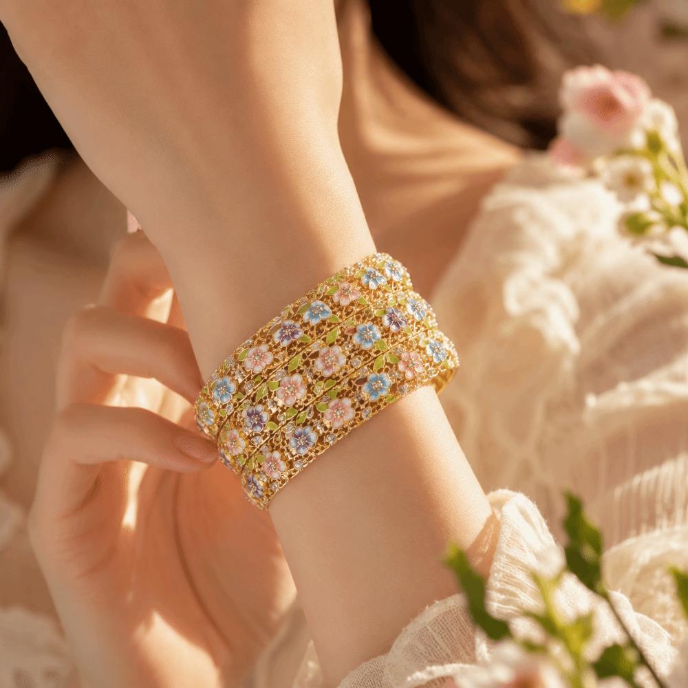 Traditional Vintage Cloisonne Bangle Colorful Women's Hand Bracelet Enamel Bangle  Gift