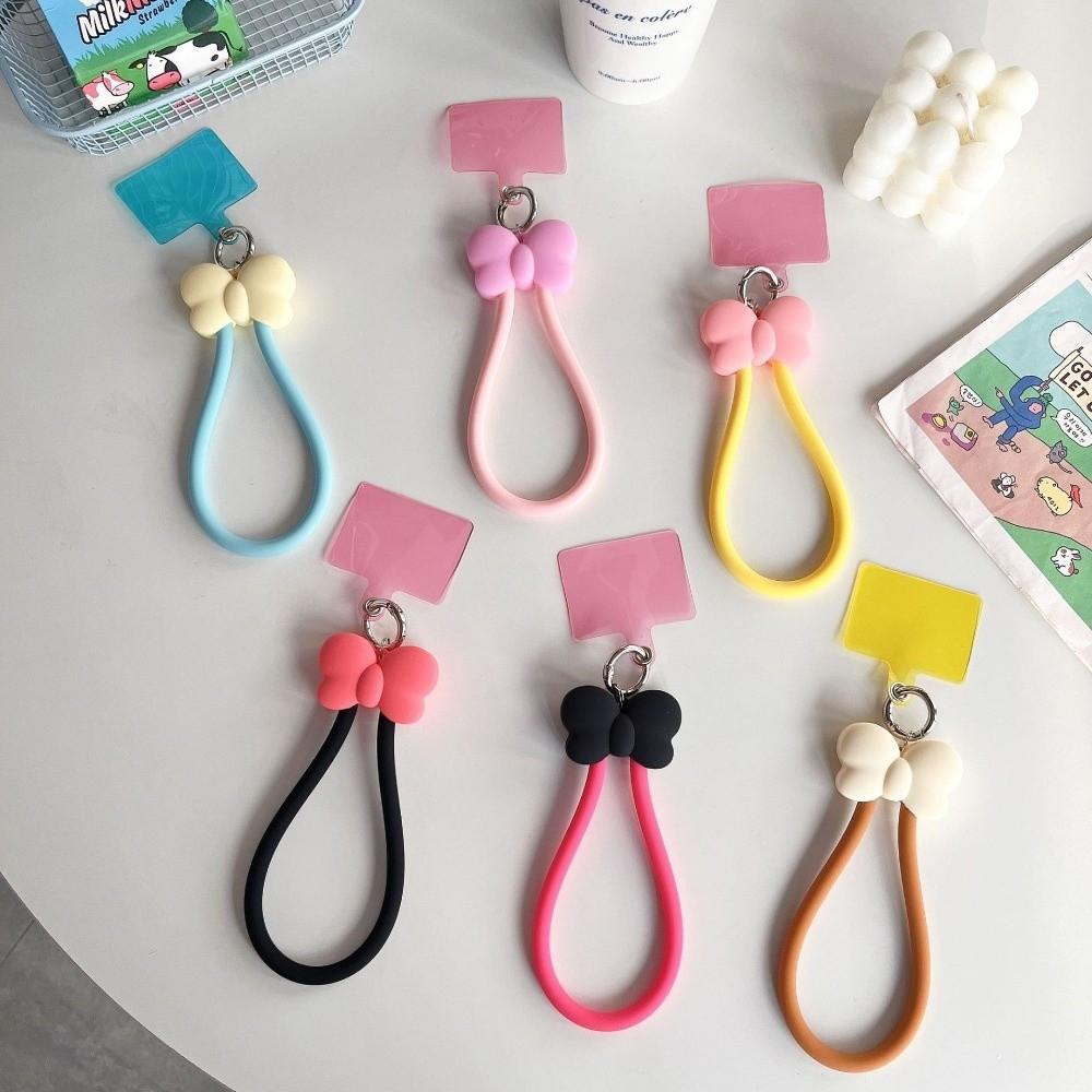 Clip Snap Design Silicone Wrist Strap Bow-knot Style Key Chains Accessory Phone Lanyards for Women