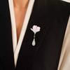 Magnolia Brooch with Classical Frog Clasp - New Chinese Cheongsam Corsage Pin for Women