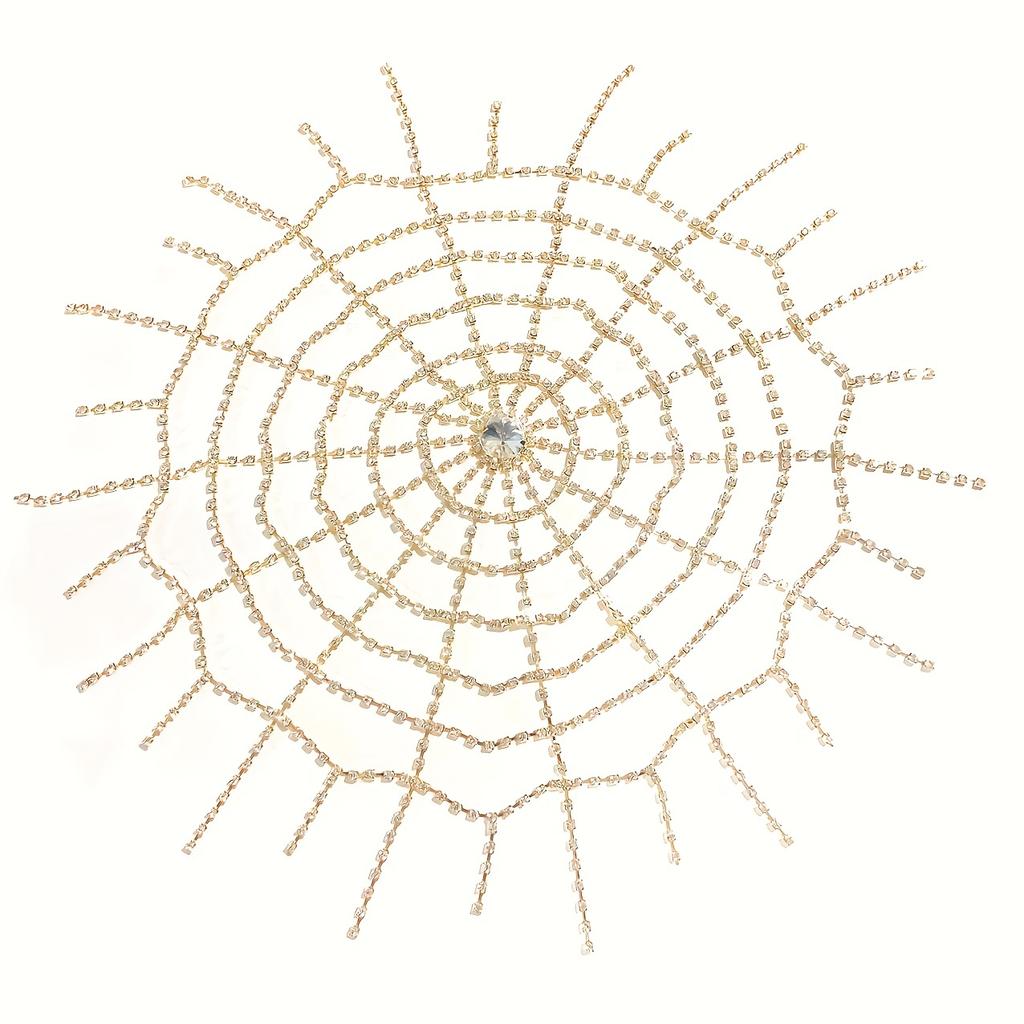 Rhinestone Hair Net Hollow Out Chain Cap Metal Sparkly Tassel Hair Jewelry For Women Girls