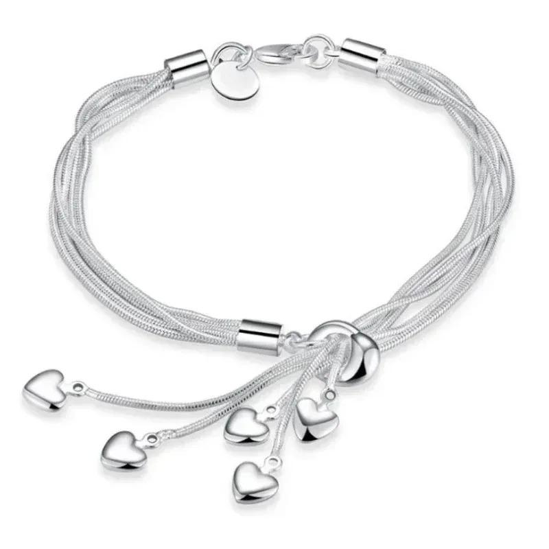

925 Silver Bracelet Woman Vintage Luxury Original Jewelry Accessories Fashion Designer Party Wedding Jewelry Gifts серебряный