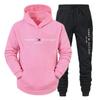 Unisex Spring/Autumn Casual Hooded Sweatshirt Set - Trendy Fleece Sportswear with Printed Hoodie