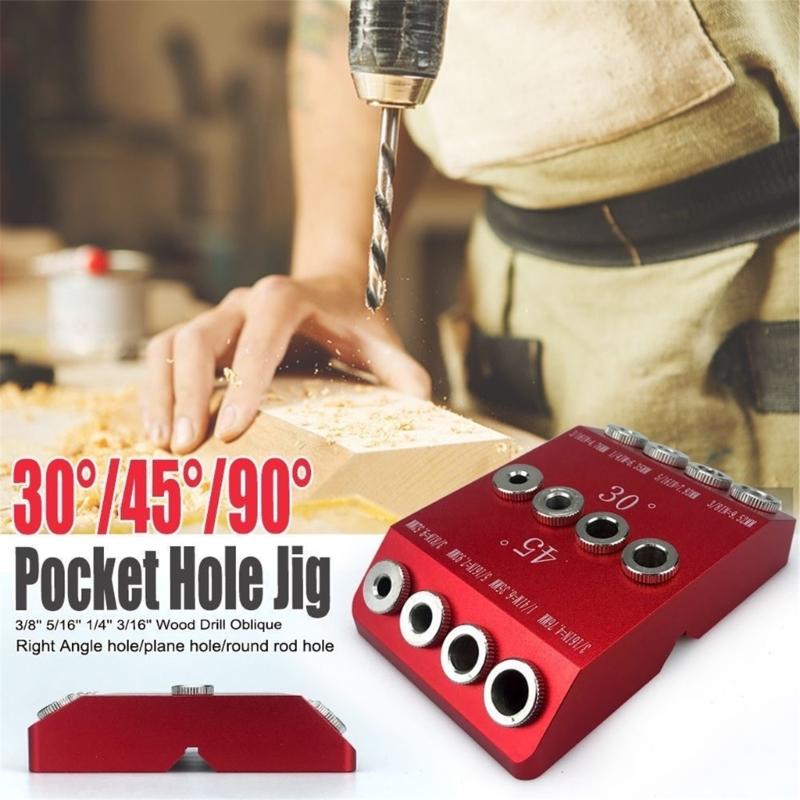 30 45 90 Degree Angle 4 Drill Hole Guide Jig Portable Cable Railing Lag Screw Drilling Templates Block for Angled