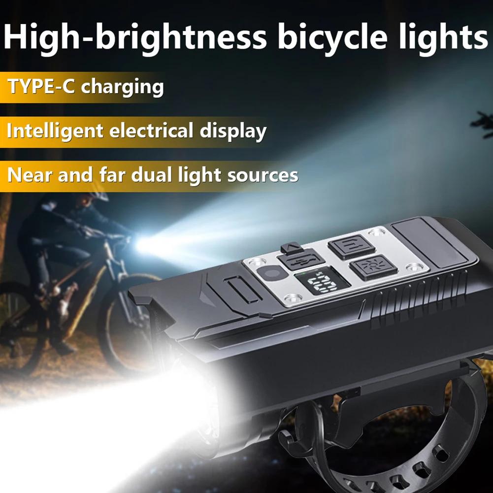 LED Bicycle Front Light Super Bright Bicycle Light Dual Light Source High Brightness Bike Flashlight Rechargeable for Emergency